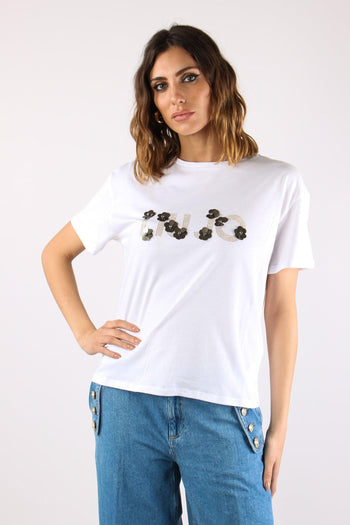 T-shirt Scritta Applicazioni Bianco Liujo - 2