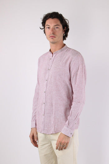 Camicia Lino Microriga Bordo - 3