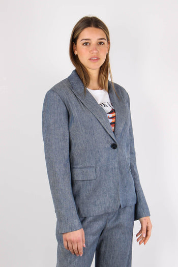 Giacca Fittata Chambry Denim Blue Dark - 6