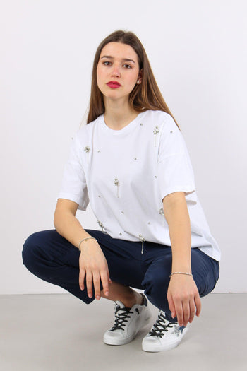 T-shirt Applicazione Fiore Cri Bianco - 8