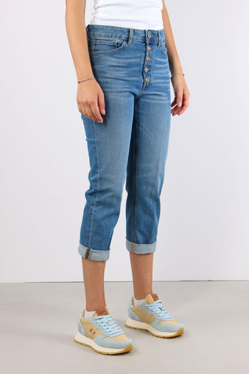 Koons Denim Stretch Bottone Gioiello Denim Scuro - 9