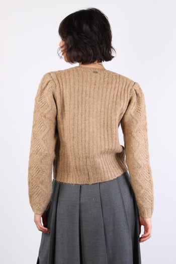 Cardigan Corto Pietre Cammello - 3