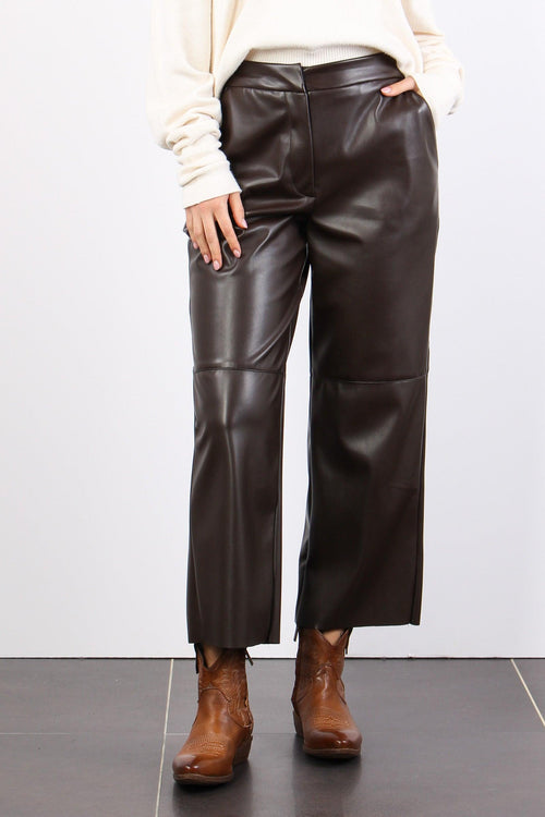 Pantalone Cropped Ecopelle Moro - 2