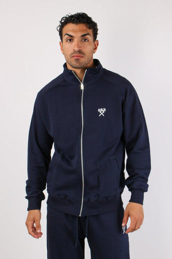 Felpa Zip Collo In Piedi Blu - 3