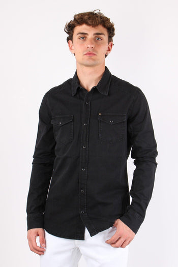 Camicia Denim Slim Fit Nero - 2