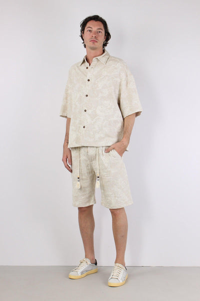 Camicia Manica Corta Ricamo Ecru