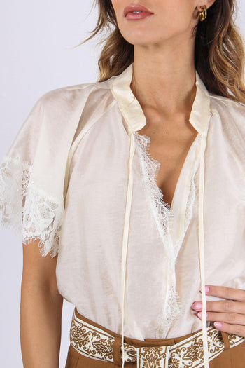 Casacca Mussola Inserto Pizzo Burro - 8