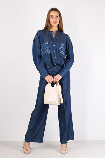 Camicia Chambry Inserto Paille Blu