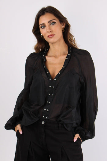 Darren Blusa Voile Bulloni Nero Limousine - 2