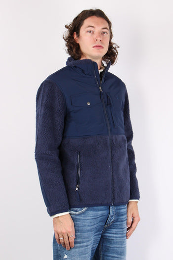 Felpa Full Zip Bimateriale Navy - 4