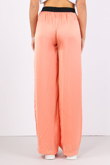 Pantalone Palazzo Effetto Raso Arancio Melange - 4