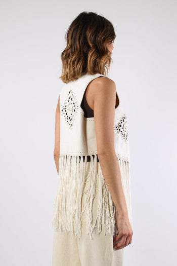 Gilet Frange Ricami Natural - 6