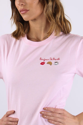 T-shirt Scritta Ricamo Bounjour - 7