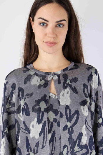 Cardigan Jacquard Lurex Blu/salina - 8