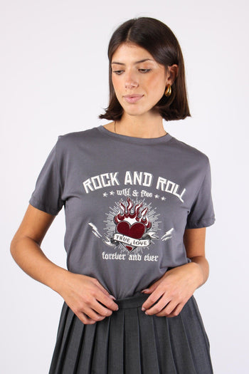 T-shirt Rock And Roll Grigio - 5