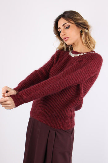 Maglia Mohair Collana Pietre Bordeaux - 3