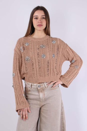 Pressione Maglia Traforata Strass Rosa Scirocco - 2