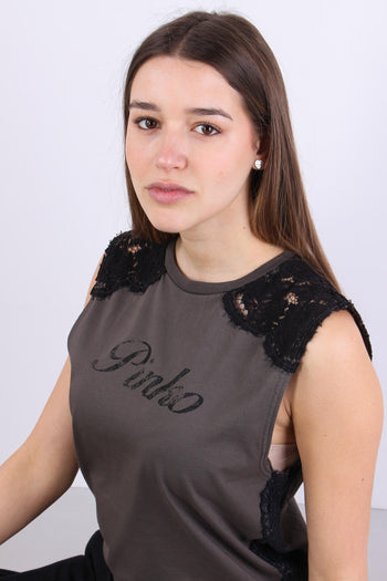 Dawn Canotta Inserto Pizzo Marrone Caffe - 8