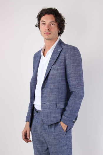 Giacca Misto Lino Blu - 6