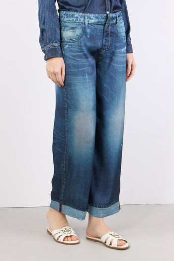 Jeans Stampa Digitale Rottture Blu Denim - 3