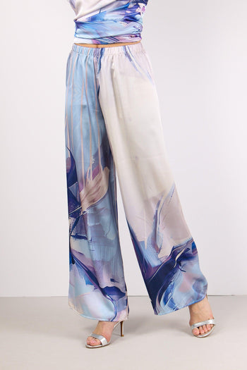 Pantalone Palazzo Fantasia Blu - 2
