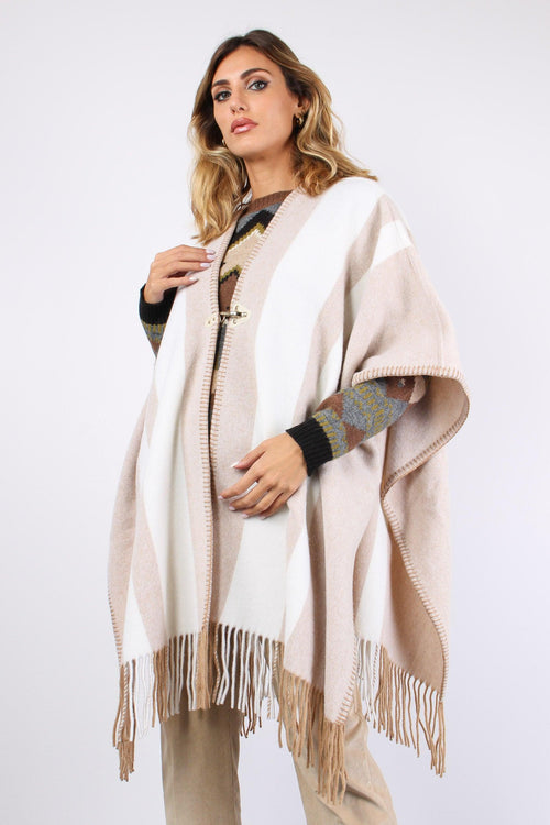 Cappotto Inserto Frange Cangio Beige - 2