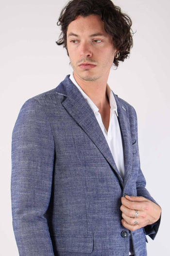 Giacca Misto Lino Blu - 8