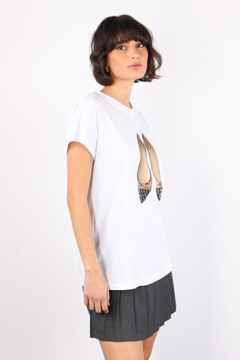 T-shirt Stampa Ballerina Bicol Bianco - 4