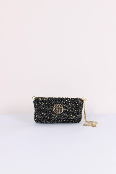 Greta Pochette Crochet Laminat Nero