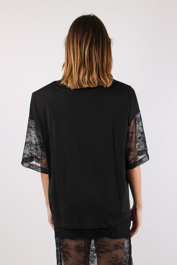 T-shirt M/m Spalline Pizzo Nero - 4