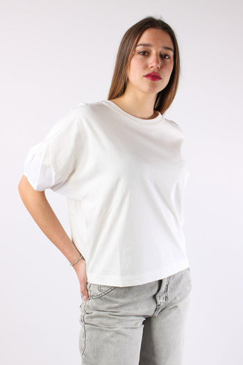 T-shirt Manica Fondo Popeline Panna - 6