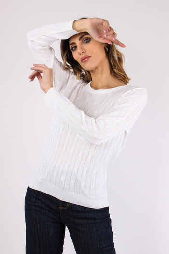 Maglia Girocollo Treccia Bianco - 2