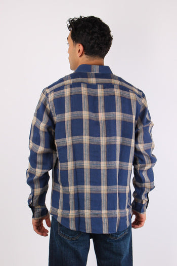 Camicia Madras Lino Navy - 4