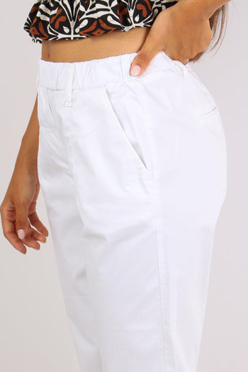 Pantalone Elastico Cotone Legg Bianco - 7