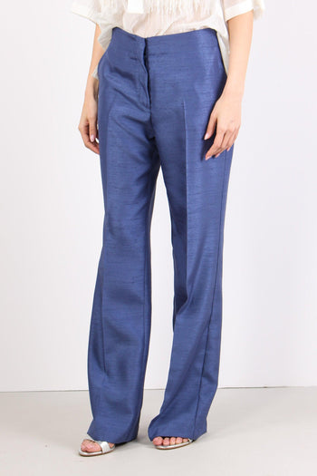 Pantalone Dritto Shantung Cerul - 3