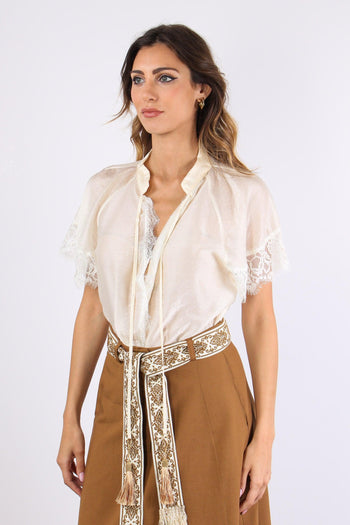 Casacca Mussola Inserto Pizzo Burro - 7