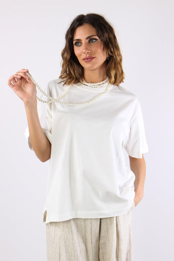 T-shirt Collana Perle Bianco - 2