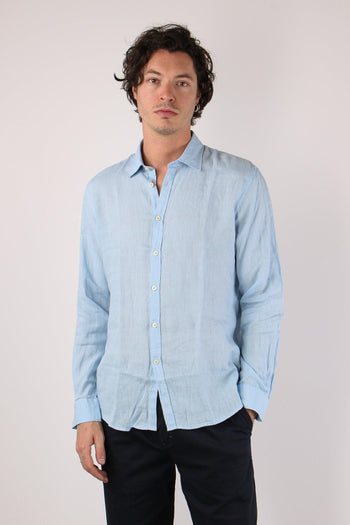 Camicia Lino Colletto Celeste - 2