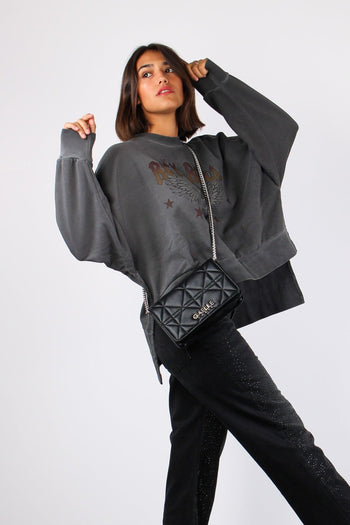 Felpa Vintage Rock & Roll Nero Slavato - 8