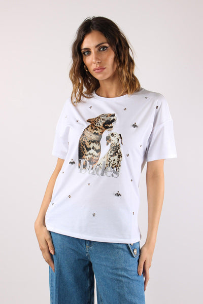 T-shirt Tigre Dalmata Bianco