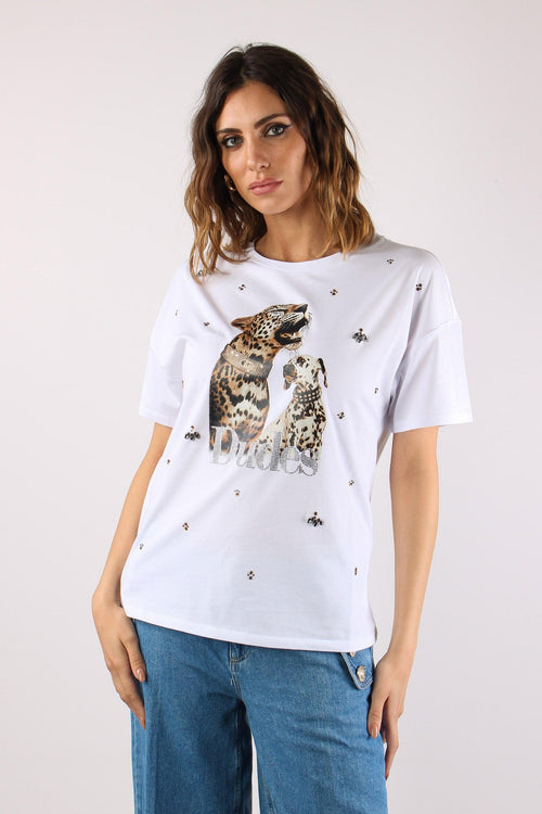 T-shirt Tigre Dalmata Bianco