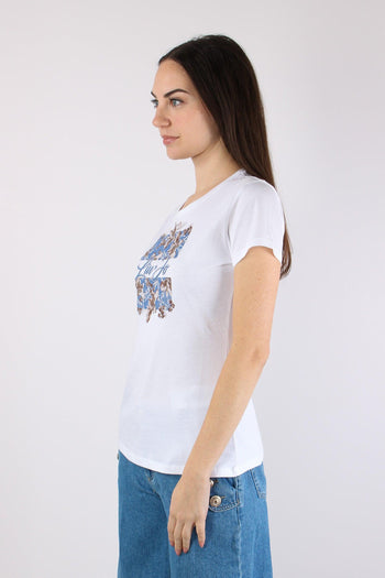 T-shirt Slim Fantasia Fiori Bianco/br - 5