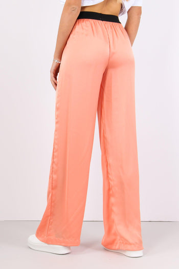 Pantalone Palazzo Effetto Raso Arancio Melange - 6