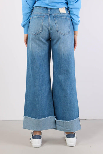 Denim Maxi Risvolto Cinta Bassa Denim Medio - 4