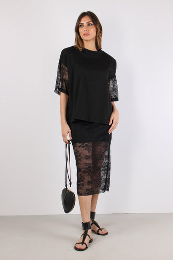T-shirt M/m Spalline Pizzo Nero - 5