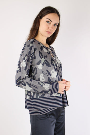 Cardigan Jacquard Lurex Blu/salina - 3