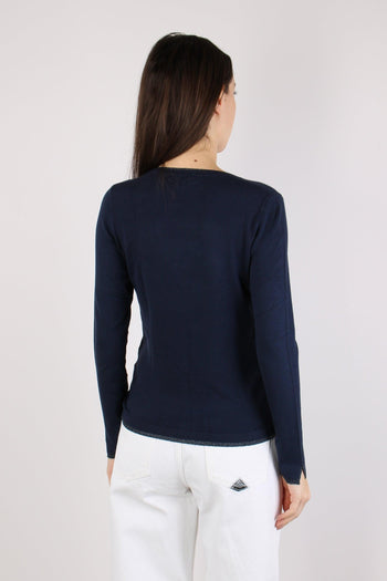 Maglia Scavo V Inserto Lurex Blu Navy - 4