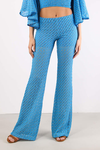 Pantalone Svasato Jacquard Bluette - 2