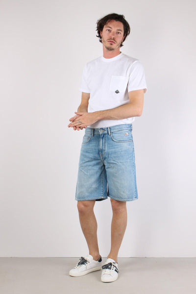Bermuda Denim Tela Ferma Denim Chiaro