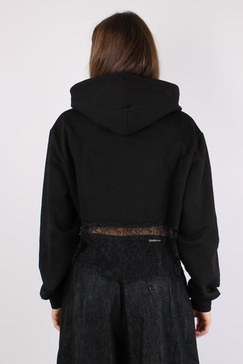 Felpa Cropped Fondo Pizzo Nero - 5